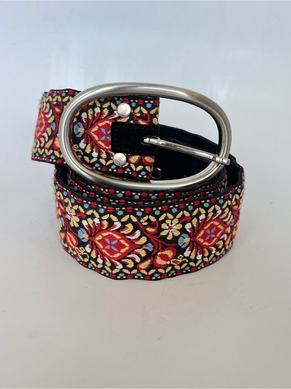 Boho Embroidered Tapestry Belt Floral Western Festival Statement Ethnic Size M